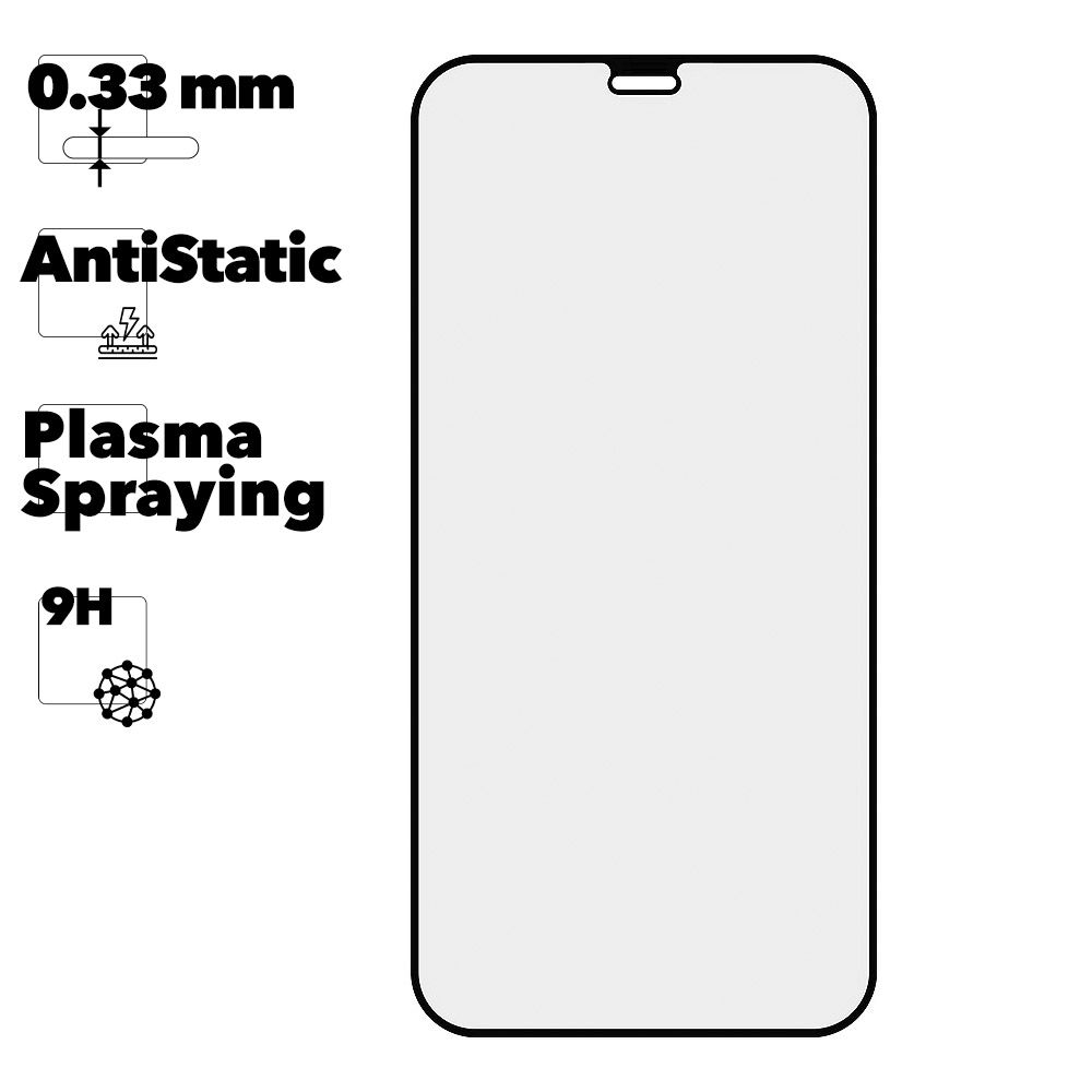 Защитное стекло Mr.cat для iPhone 12 mini Anti-Static, Plasma Spraying  черное (ударопрочное) 0L-00059931 купить в Минске, цена